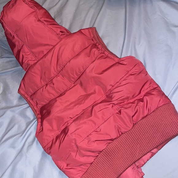 Aeropostale pink puffer vest With removable faux fur head trim hood hoodie - Picture 3 of 5